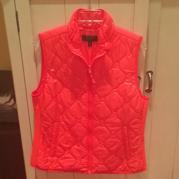 J. Crew Jackets & Blazers - J. Crew Neon Orange light puffer vest medium